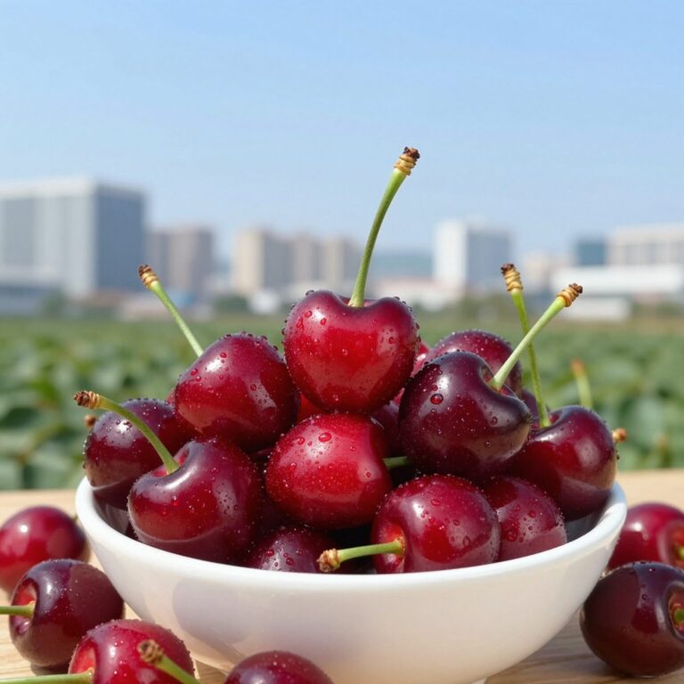 신선한 체리 한 줌이 그릇에 담겨 있는 사진, 체리 칼로리와 효능을 상징