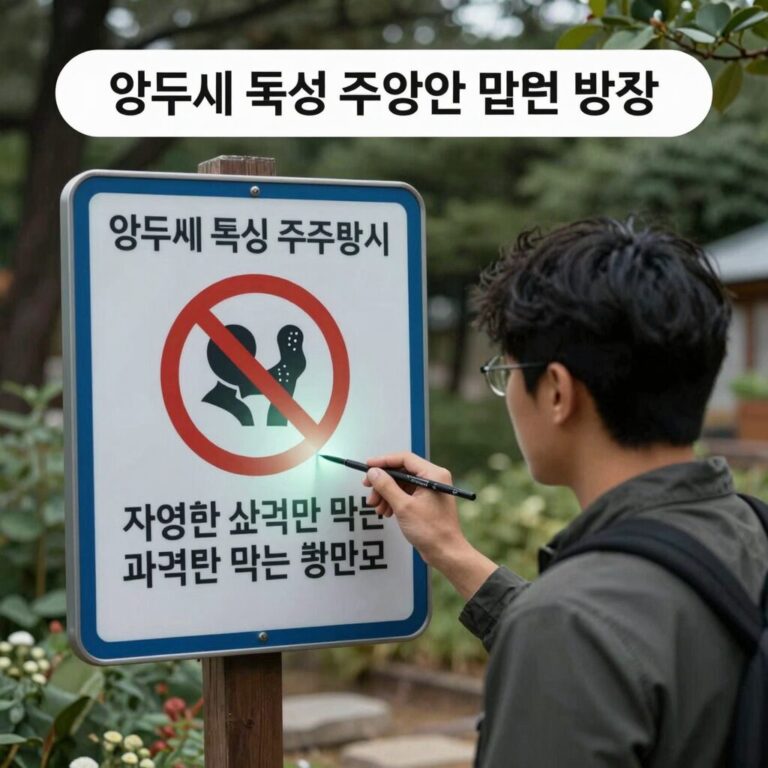 앵두씨 독성 주의 표시와 함께 안전하게 과육만 먹는 방법을 설명한 그림
