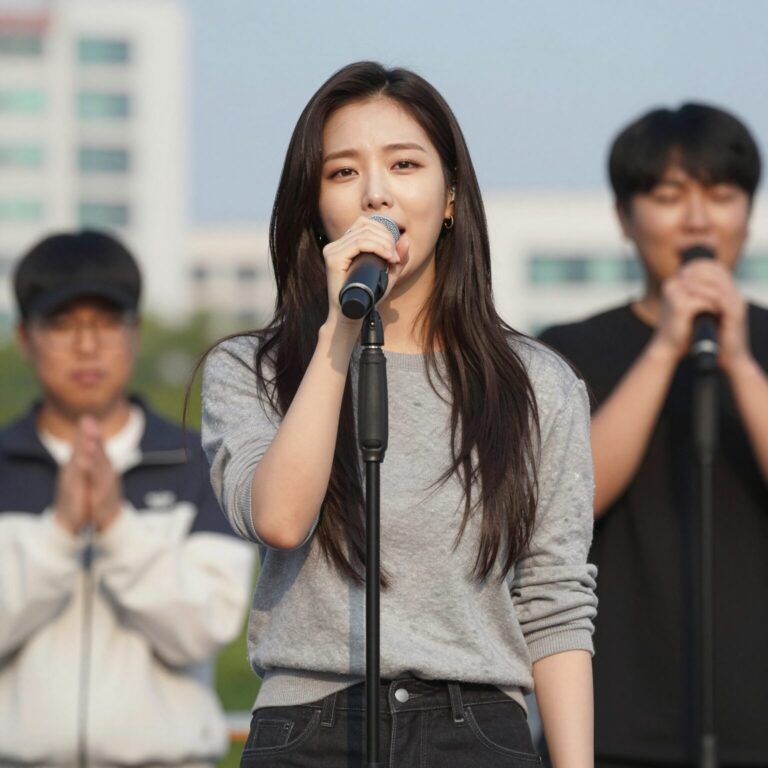무속인 최희재가 미스트롯4 무대에서 노래하며 강렬한 눈빛을 발산하는 모습