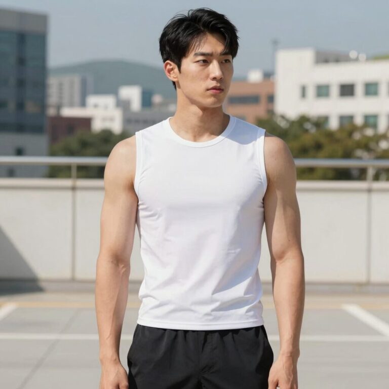 크롭 래쉬가드 반팔 모델 착용 사진