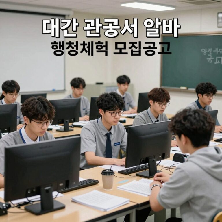 대구 관공서 알바 행정체험 모집 공고를 확인하는 대학생의 모습
