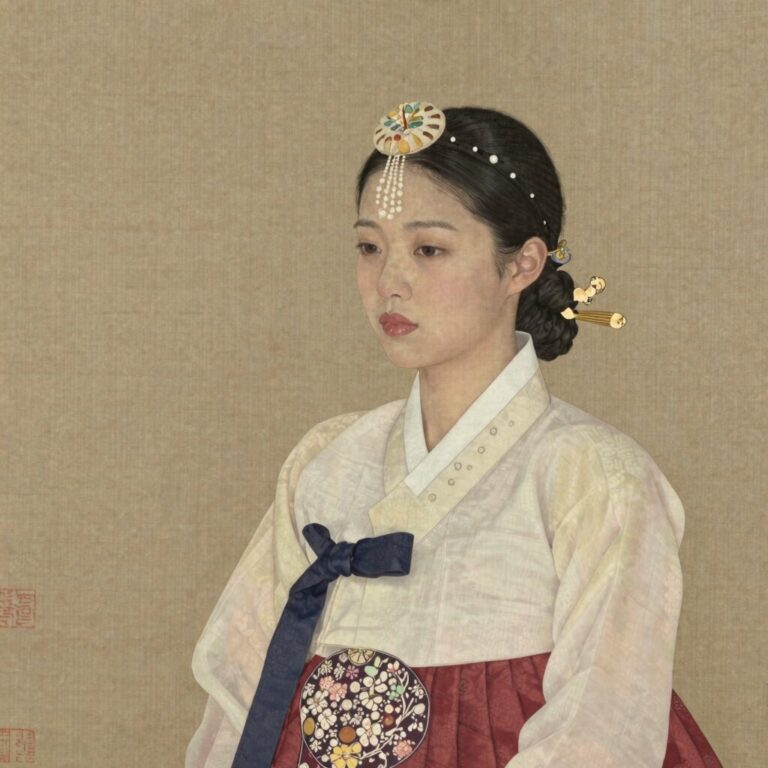 신윤복의 단오풍정 그림, 그네 타는 여인과 창포물에 머리 감는 모습