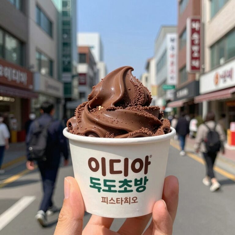 이디야 컵 두초빙 피스타치오 빙수 초코쉘