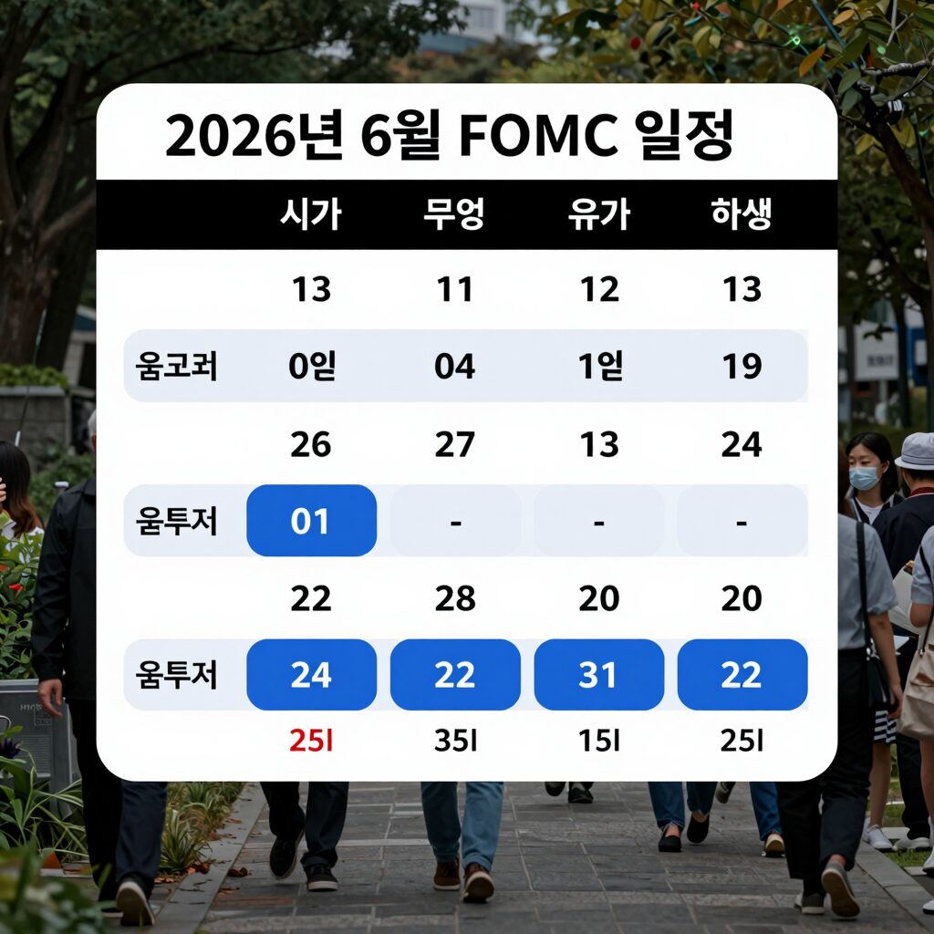 2026년 6월 FOMC 일정과 시장변수, 유가 하락, 점도표 중요성 요약