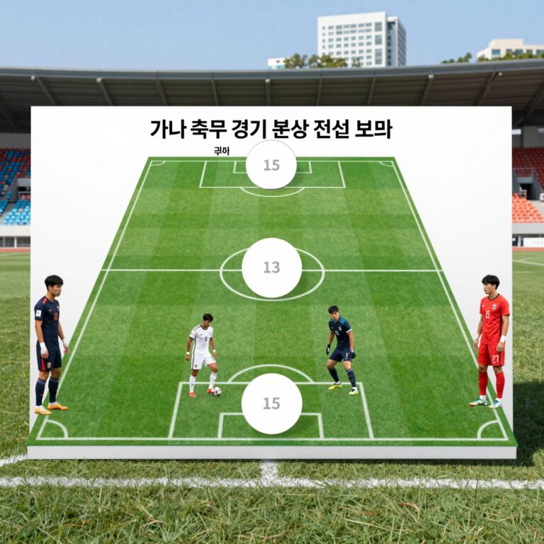 가나 축구 경기 분석 전술 보드와 선수 배치 다이어그램