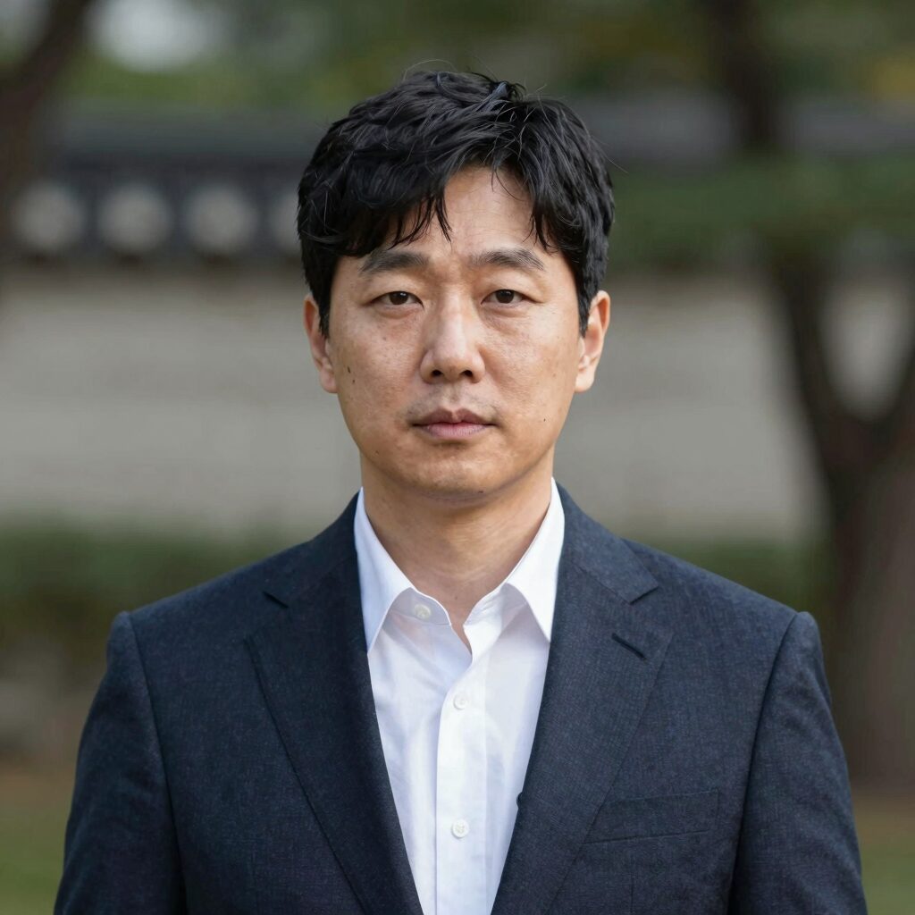 한민수 국회의원의 공식 프로필 사진, 언론인 출신 정치인의 차분한 이미지