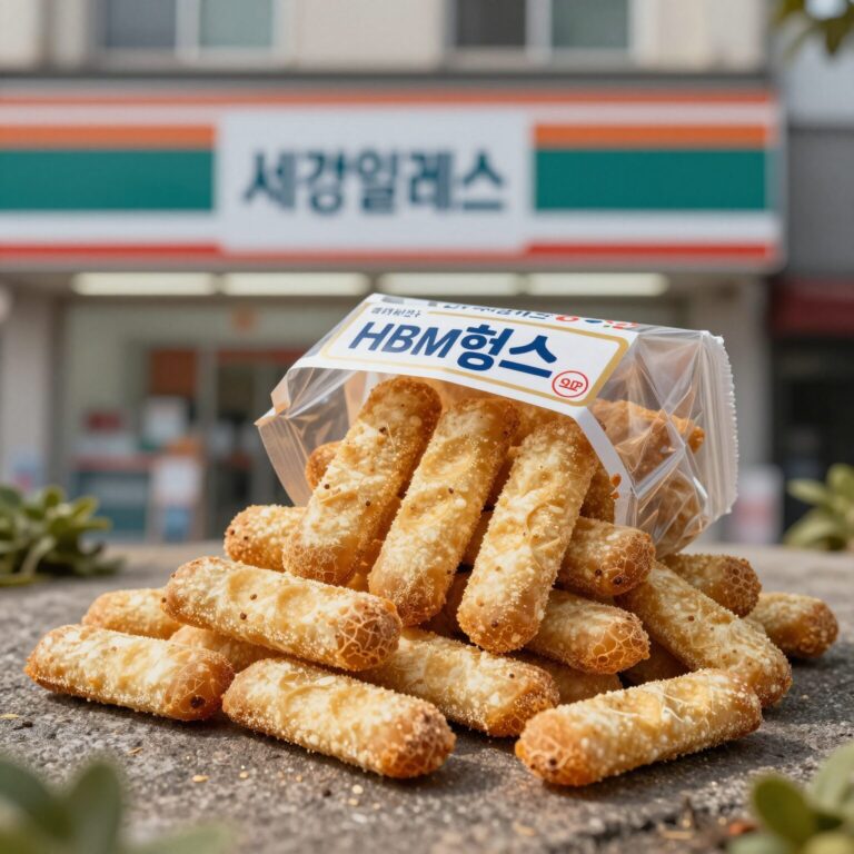 세븐일레븐 HBM칩스 골드 패키지 사진. 반도체 모양의 네모난 과자가 들어 있는 모습