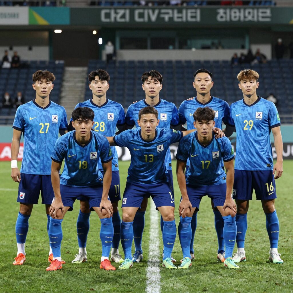코트디부아르 축구 국가대표팀 선수단 단체 사진 경기장에서 포즈를 취하고 있다