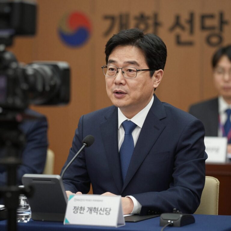 정이한 개혁신당 대표가 2026년 국회 기자회견에서 정책을 발표하고 있는 모습