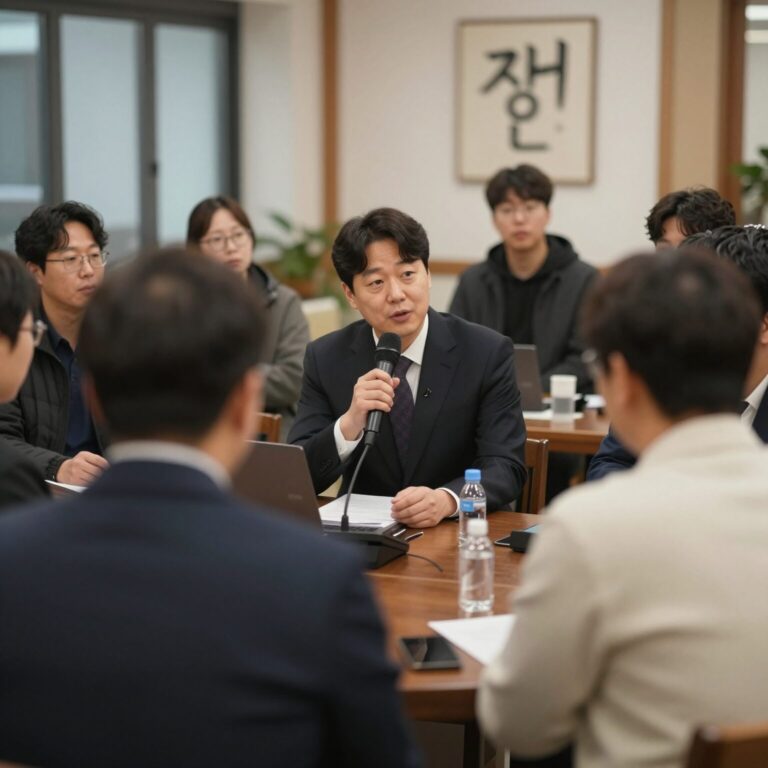 진성준 국회의원이 관악구 주민들과 대화하는 장면
