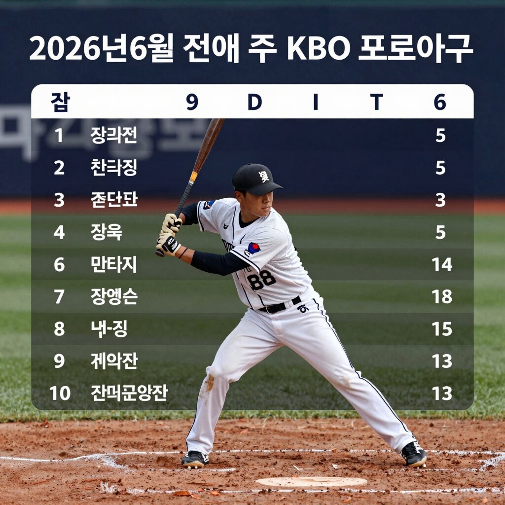 2026년 6월 첫째 주 KBO 프로야구 순위표와 주요 선수들