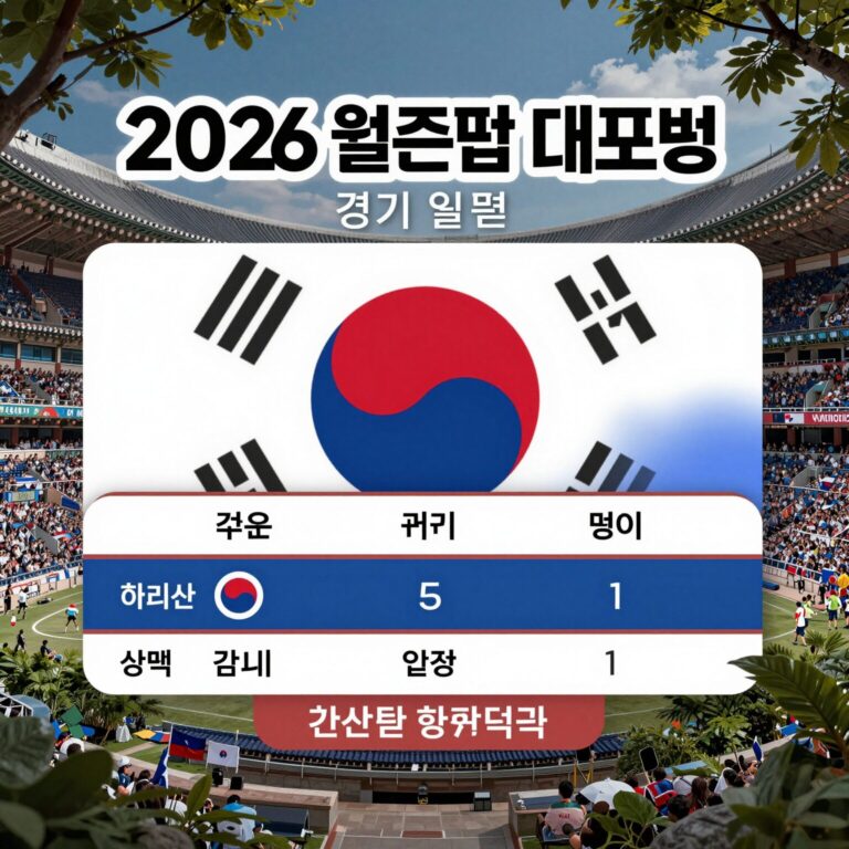2026 월드컵 한국 대표팀 경기 일정이 적힌 포스터
