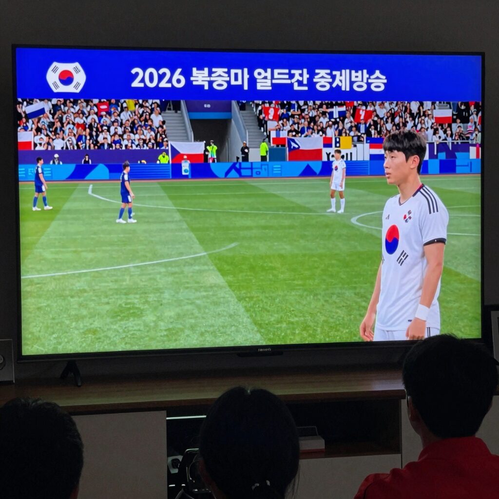 2026 북중미 월드컵 대한민국 체코 경기 중계방송 화면과 응원하는 팬들 모습