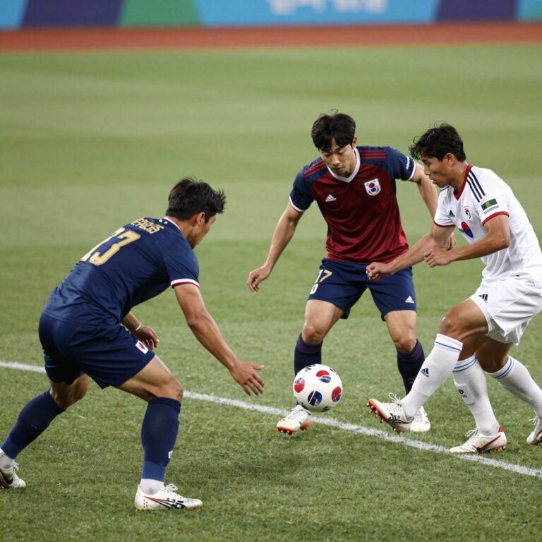 한국과 멕시코의 월드컵 A조 2차전 경기 장면, 선수들이 공을 다투는 모습