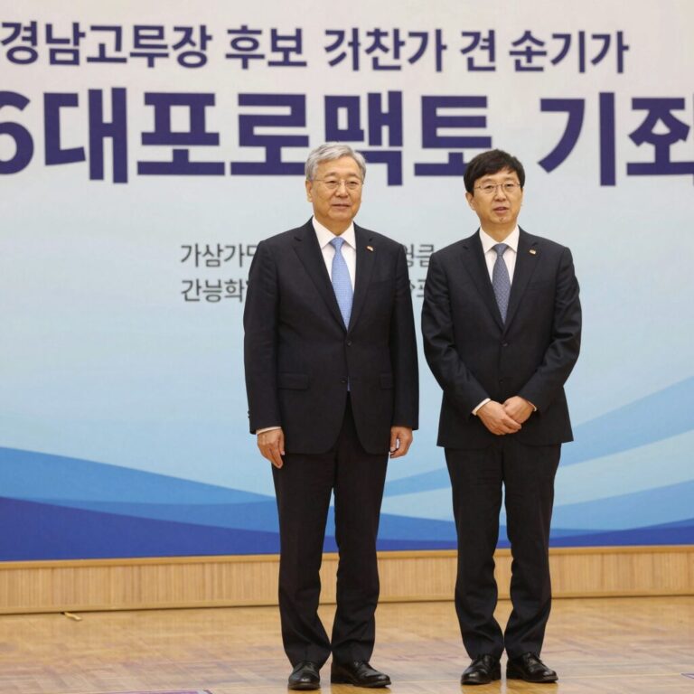 경남교육감 후보 권순기가 사천시청에서 6대 프로젝트를 발표하는 기자회견 사진