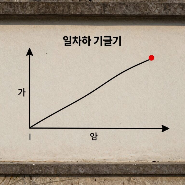 일차함수 그래프 기울기 양수 음수에 따라 오른쪽 위 또는 아래로 향하는 직선 모양을 비교한 그림