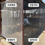 미세촘촘망 교체 효과 미세촘촘망과 일반 방충망 비교 이미지, 망 간격 차이가 뚜렷하게 보임