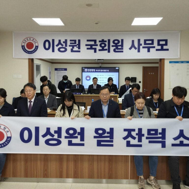 이성권 국회의원 사무소 전경, 민원인의 날 현수막과 주민들이 방문하는 모습
