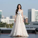 2024 미스코리아 진 정연우 프로필 총정리 미스코리아 진 정연우가 무대 위에서 우아한 드레스를 입고 포즈를 취하고 있는 모습