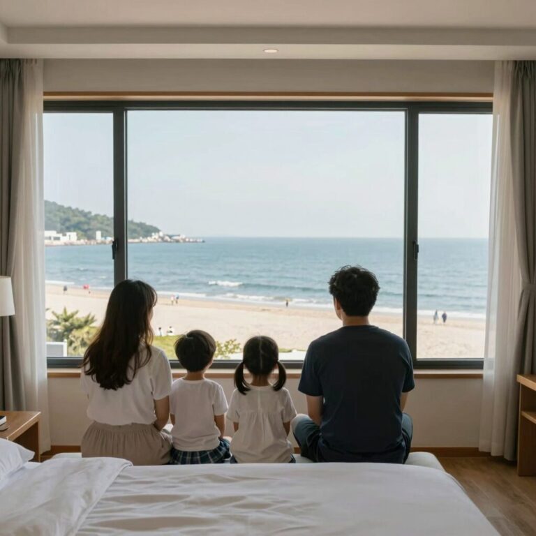 모항 해나루 가족호텔 객실에서 바라본 서해 바다 전망