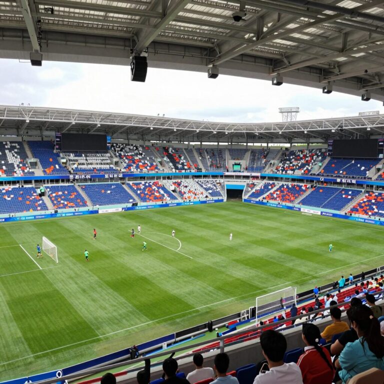 몬테레이 스타디움의 기온 분포와 경기장 전경, 6월 폭염 속 축구 경기장 사진