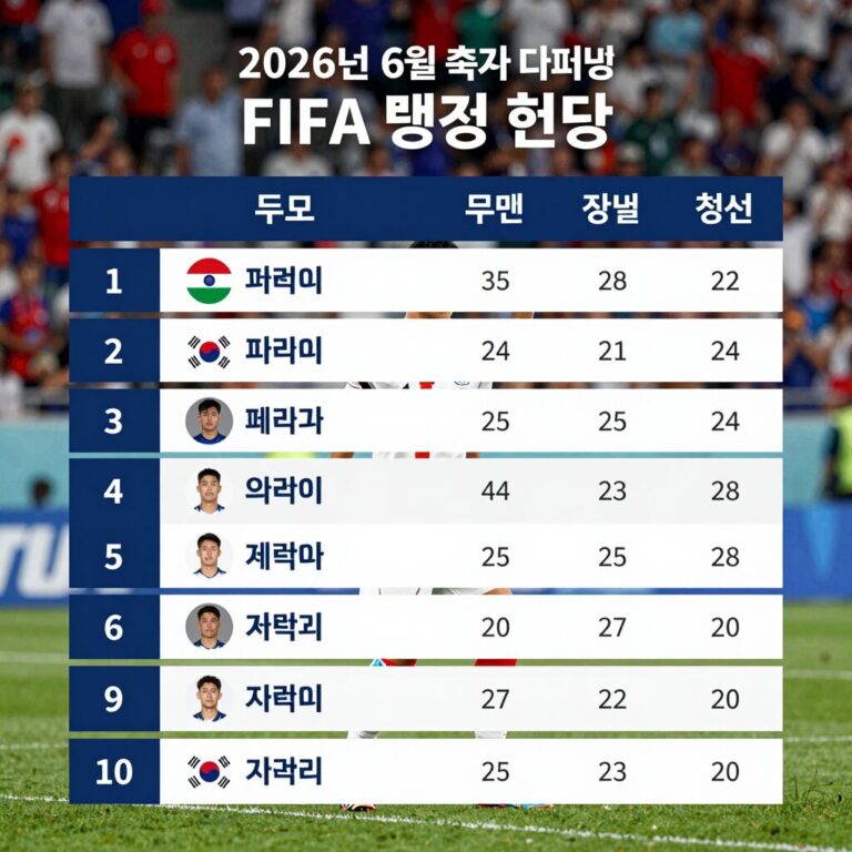 2026년 6월 파라과이 축구 대표팀의 FIFA 랭킹 현황과 주요 선수 사진
