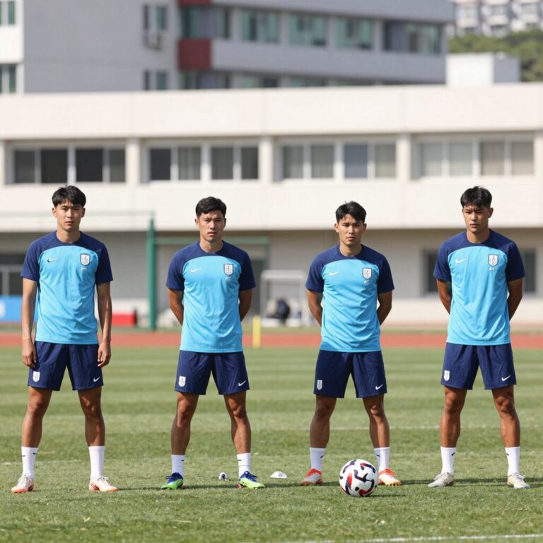 파라과이 축구 대표팀 2026년 6월 명단에 포함된 선수들이 훈련장에서 포즈를 취하고 있다