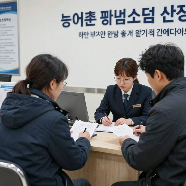 농어촌 기본소득 신청을 위해 읍면 행정복지센터 창구에서 상담받는 모습
