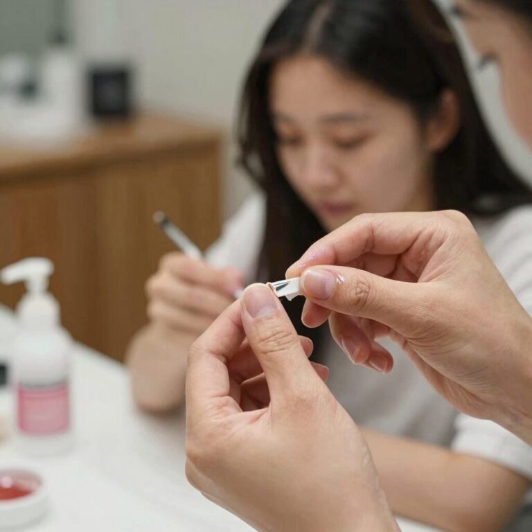 셀프 페디큐어 시 발톱 정리와 폴리쉬 도포 과정
