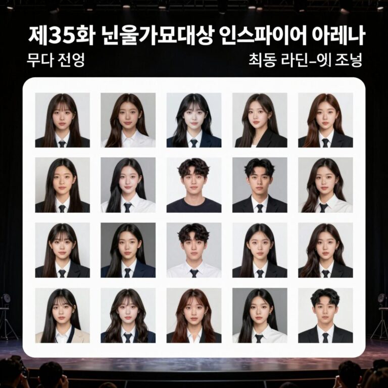 제35회 서울가요대상 인스파이어 아레나 무대 전경과 최종 라인업 아티스트 로고 조합