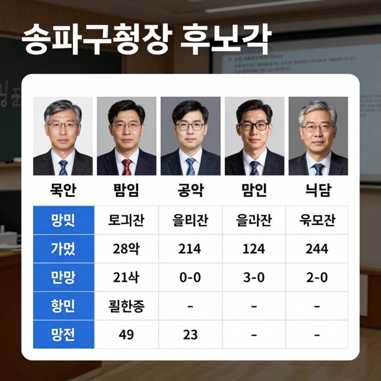 송파구청장 후보들의 주요 공약을 한눈에 비교한 표