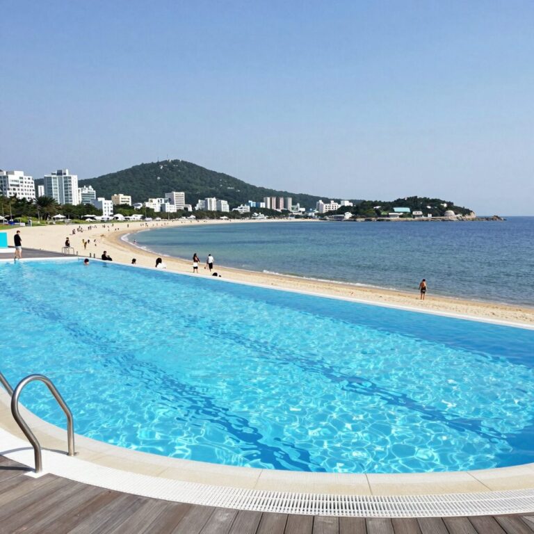 쏘타스위트 양양 그랑베이 루프탑 수영장에서 바라본 낙산해변 전경