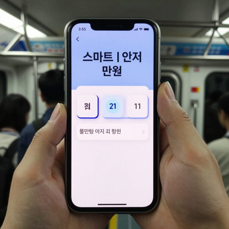 지하철 칸 내부 번호와 스마트폰 문자 민원 화면