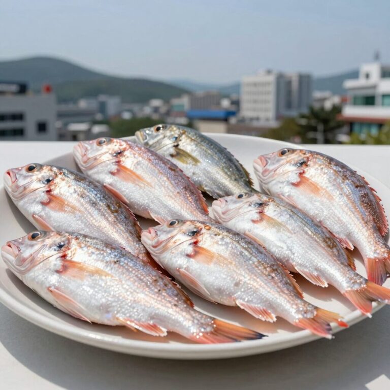 여름 제철 생선회 모듬 접시 사진, 농어 광어 참돔이 담겨 있음