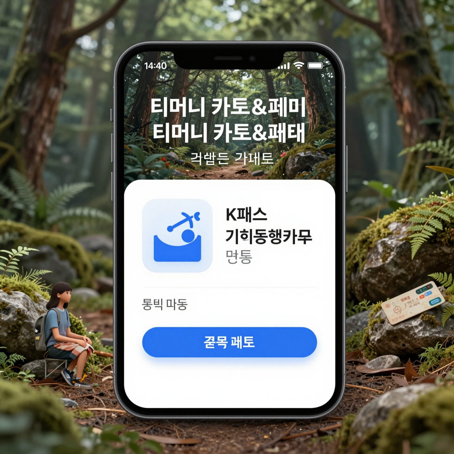 티머니 카드&페이 홈페이지 메인 화면으로 K패스와 기후동행카드 등록 버튼을 확인할 수 있는 캡처