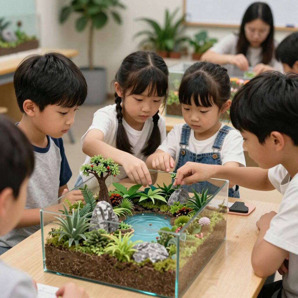 어린이가 테라리움을 만들며 역사를 배우는 가족 체험 프로그램