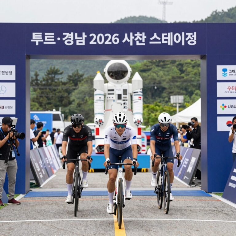 투르 드 경남 2026 사천 스테이지 우주항공청 출발 모습