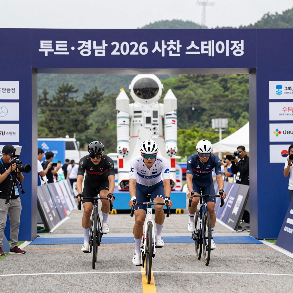 투르 드 경남 2026 사천 스테이지 우주항공청 출발 모습