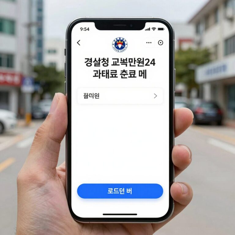 경찰청 교통민원24 앱 실행 화면, 과태료 조회 메뉴와 로그인 버튼