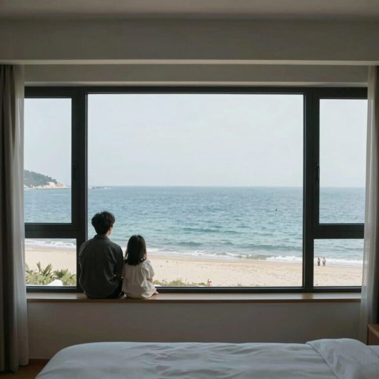 영덕 풀빌라식스 오션뷰 객실 통창에서 바라본 동해바다 전경