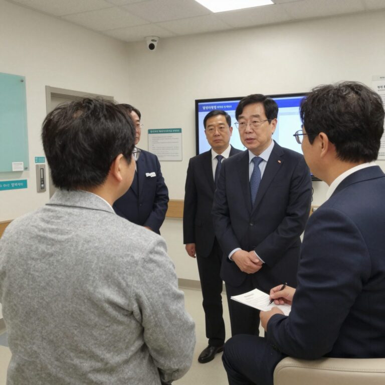 추경호 전 경제부총리가 영남대병원을 방문해 병원 관계자와 대화하는 모습