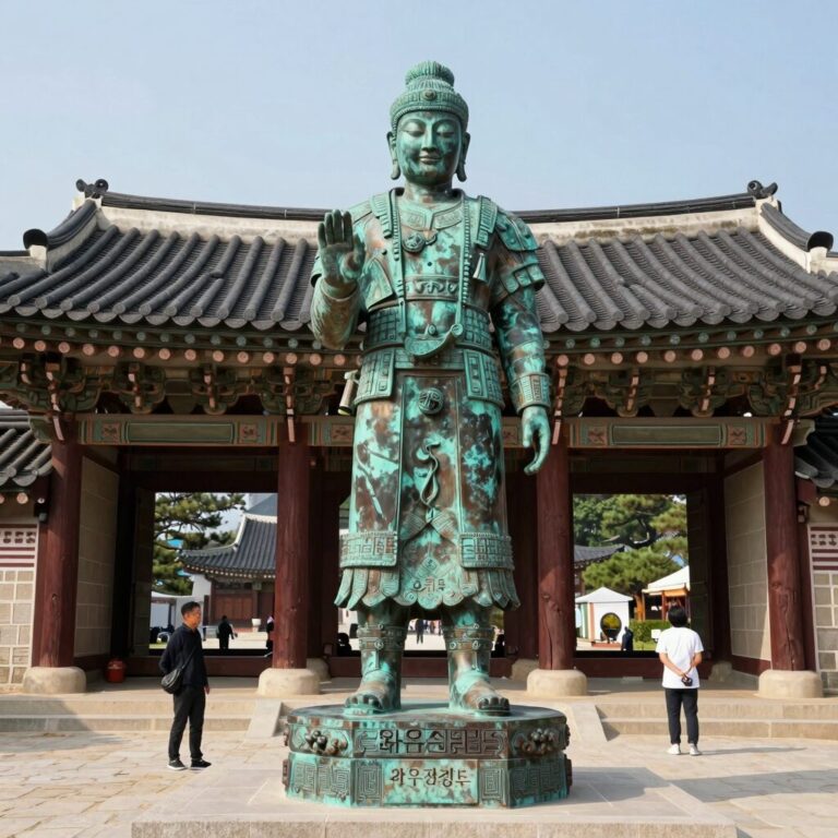 용인 와우정사 입구의 8m 높이 청동 불두 모습