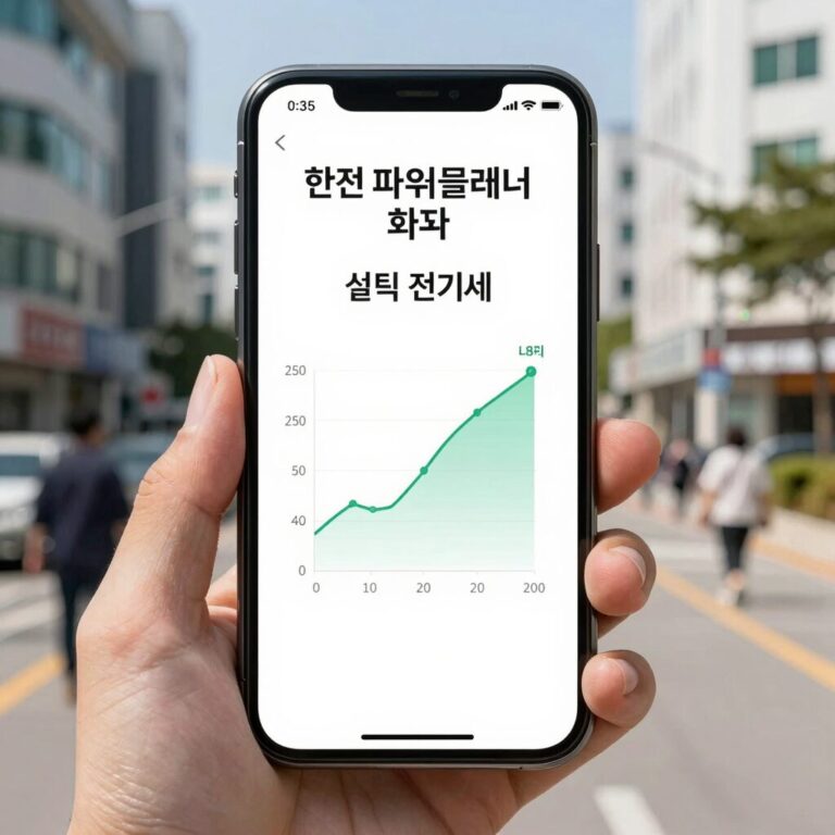 한전 파워플래너 앱 메인 화면에 표시된 실시간 전기세와 누진구간 단계 그래프