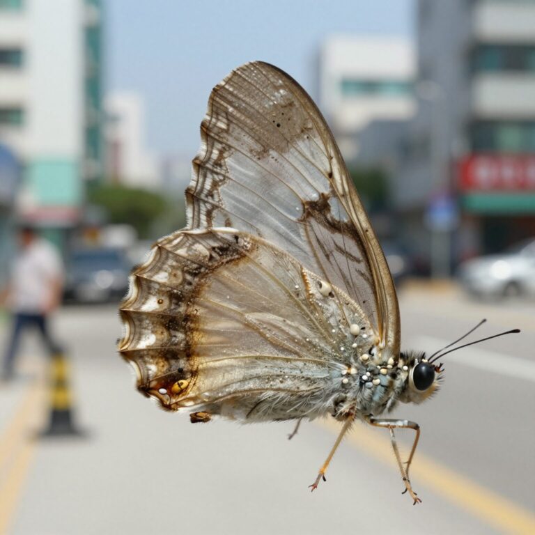 참매미의 보호색과 투명 날개 무늬를 가까이서 본 접사 사진
