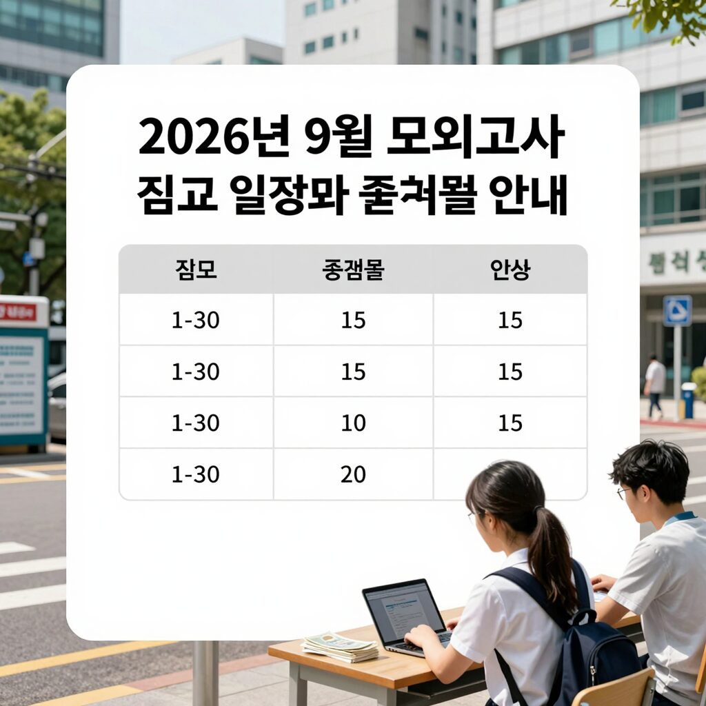 2026년 9월 모의고사 접수 일정과 준비물 안내 이미지