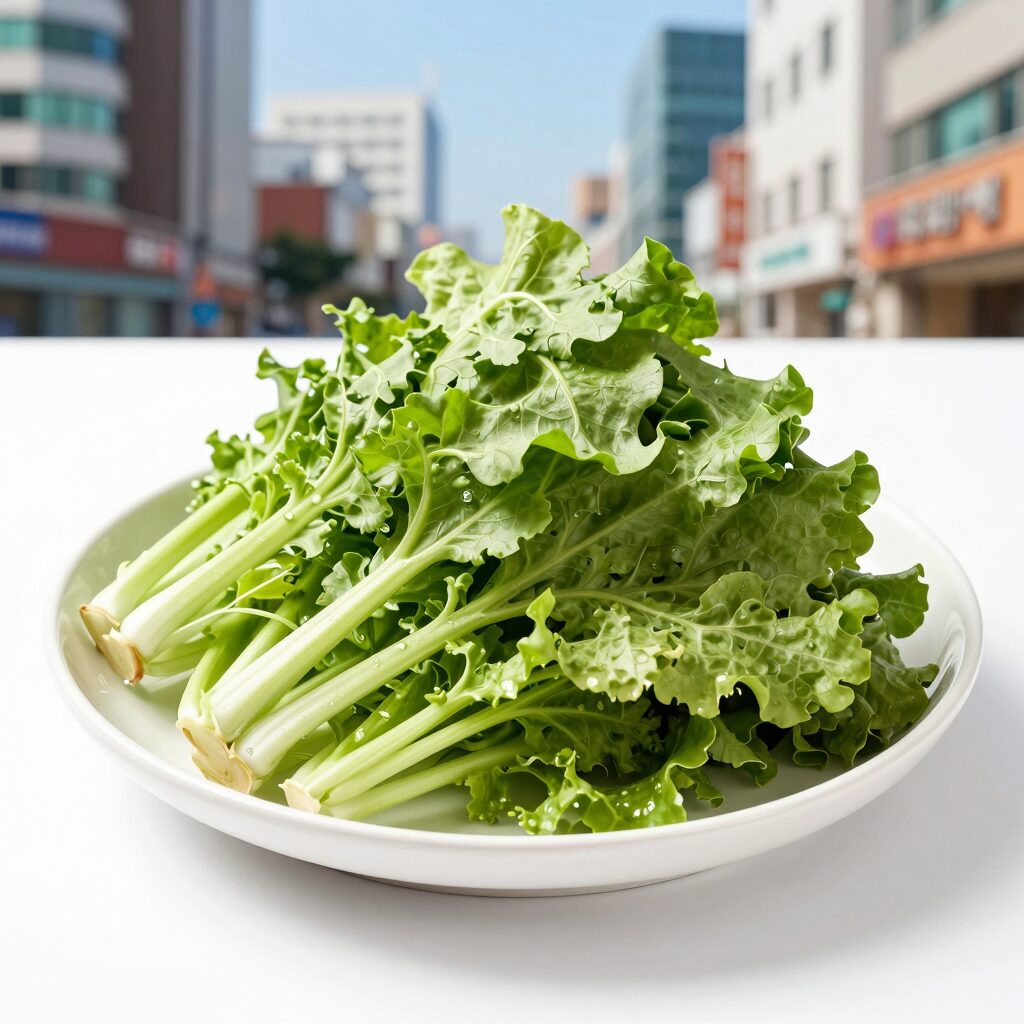 아삭하게 썰어진 여름 무생채 완성 접시