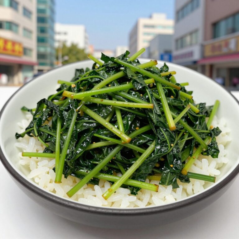 깻잎나물 볶음 완성 접시와 밥