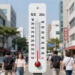 밤 최저기온 25도 열대야 기준을 설명하는 온도계 이미지