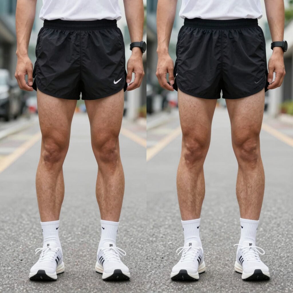 러닝 쇼츠 기장별 비교 사진