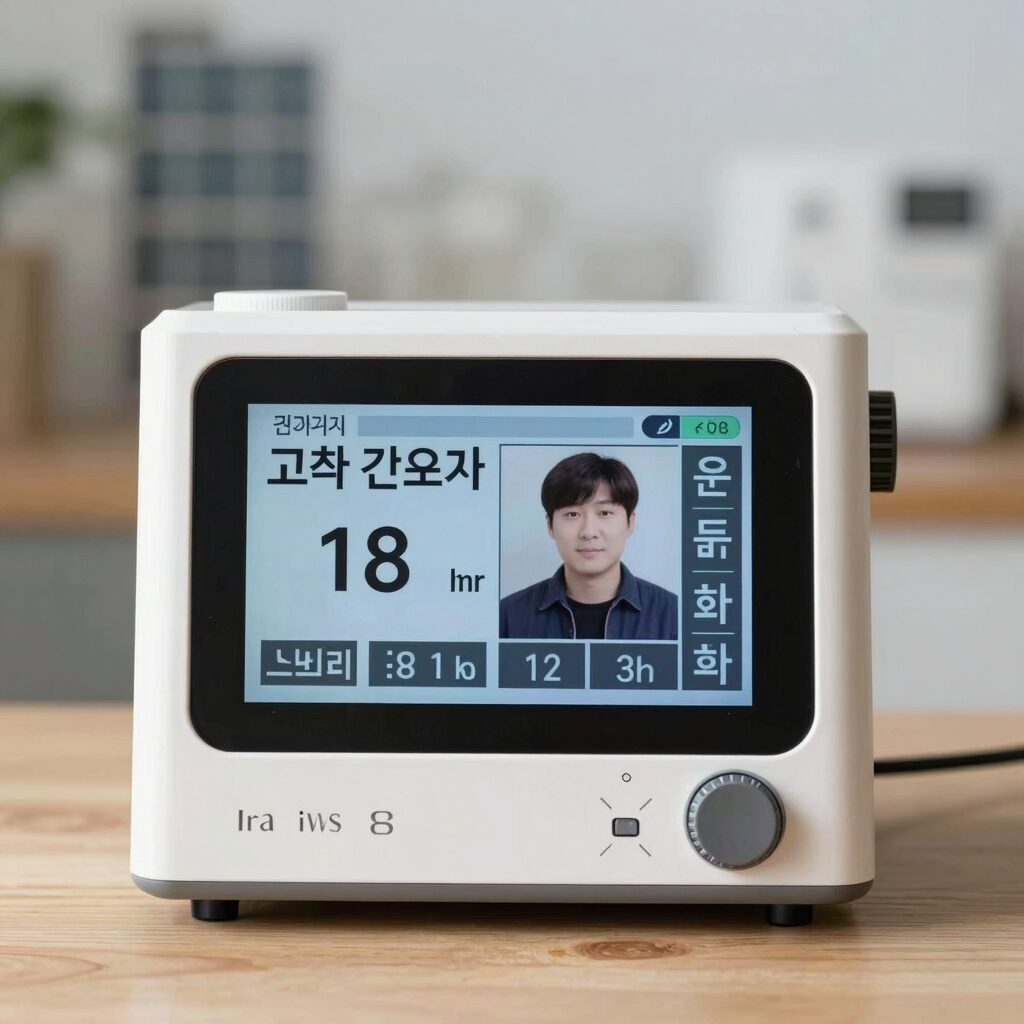 고추 건조기 온도 설정 화면과 실제 온도계 비교